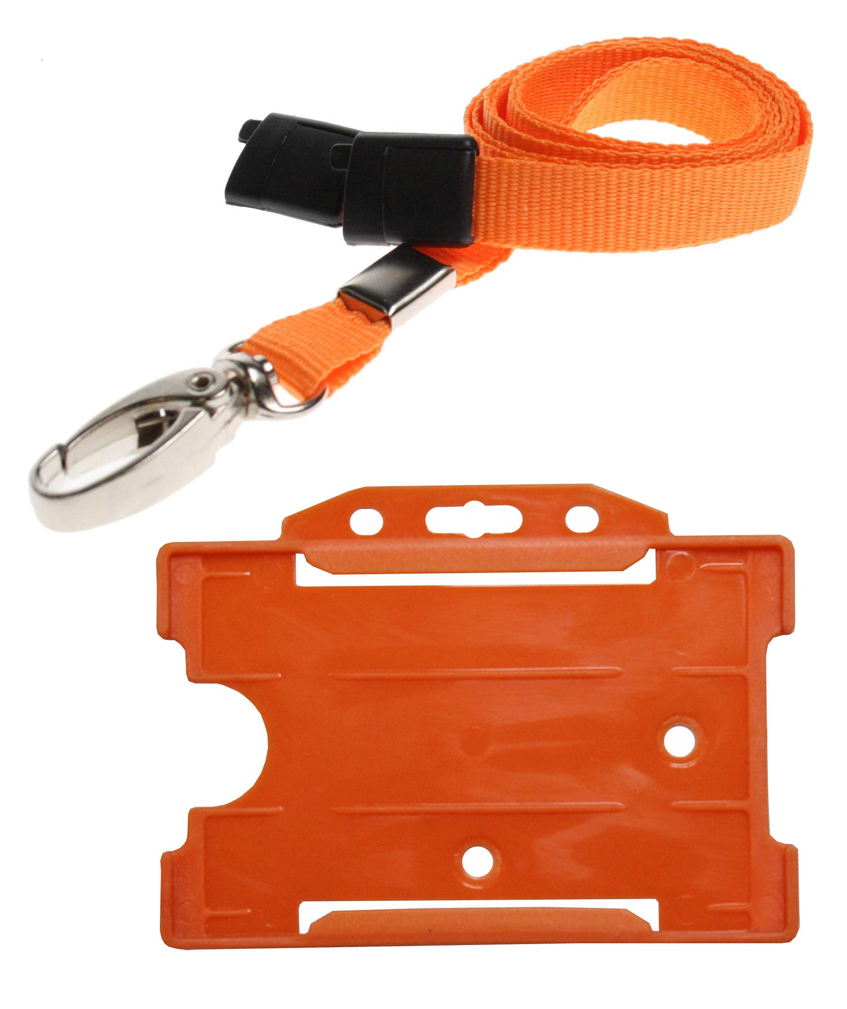 PCL Media ltd 10 ID Card Holders and 10 Neck Strap Safety Breakaway Lanyard (Orange Metal Clip)
