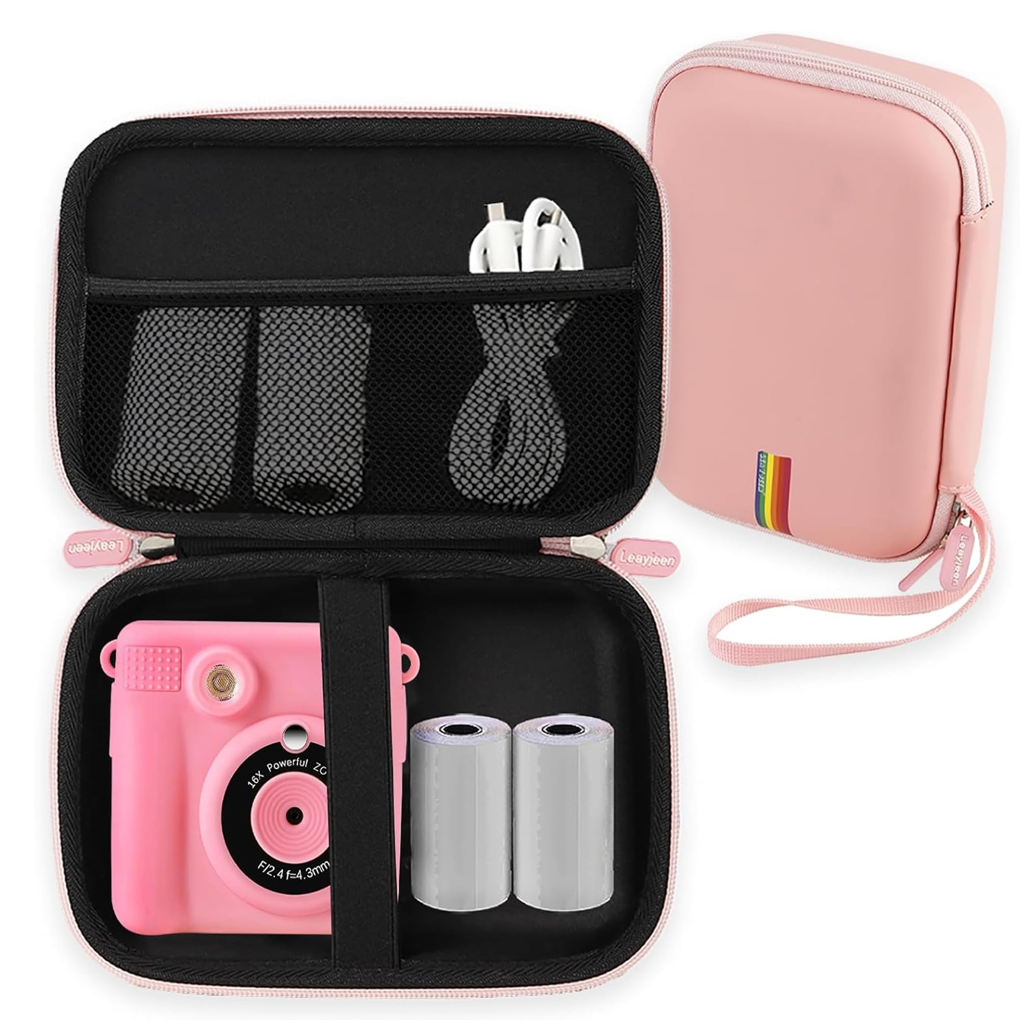Leayjeen Kids Instant Print Camera Case Compatible with HiMont/Manttely/CAMCLID/GREENKINDER/Gofunly/Hangrui,Christmas Birthday Gift for Boys and Girls (Case Only) Pink