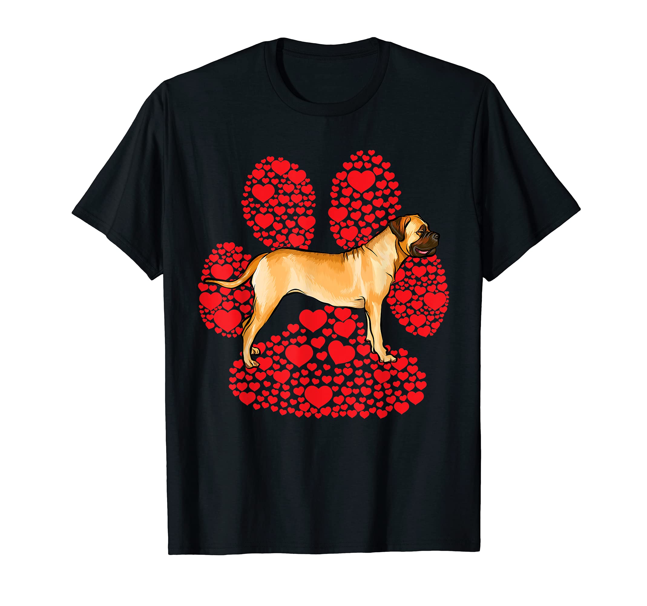 Bullmastiff Valentines Day Dog Love Paw T-Shirt