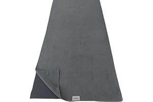 NORCIA Non Slip Yoga Towel with Corner Pockets, Mat-Sized 24"x72", 100% Microfiber Sweat Absorbent, Perfect for Hot Yoga, Bikram, Pilates and More (Grey)