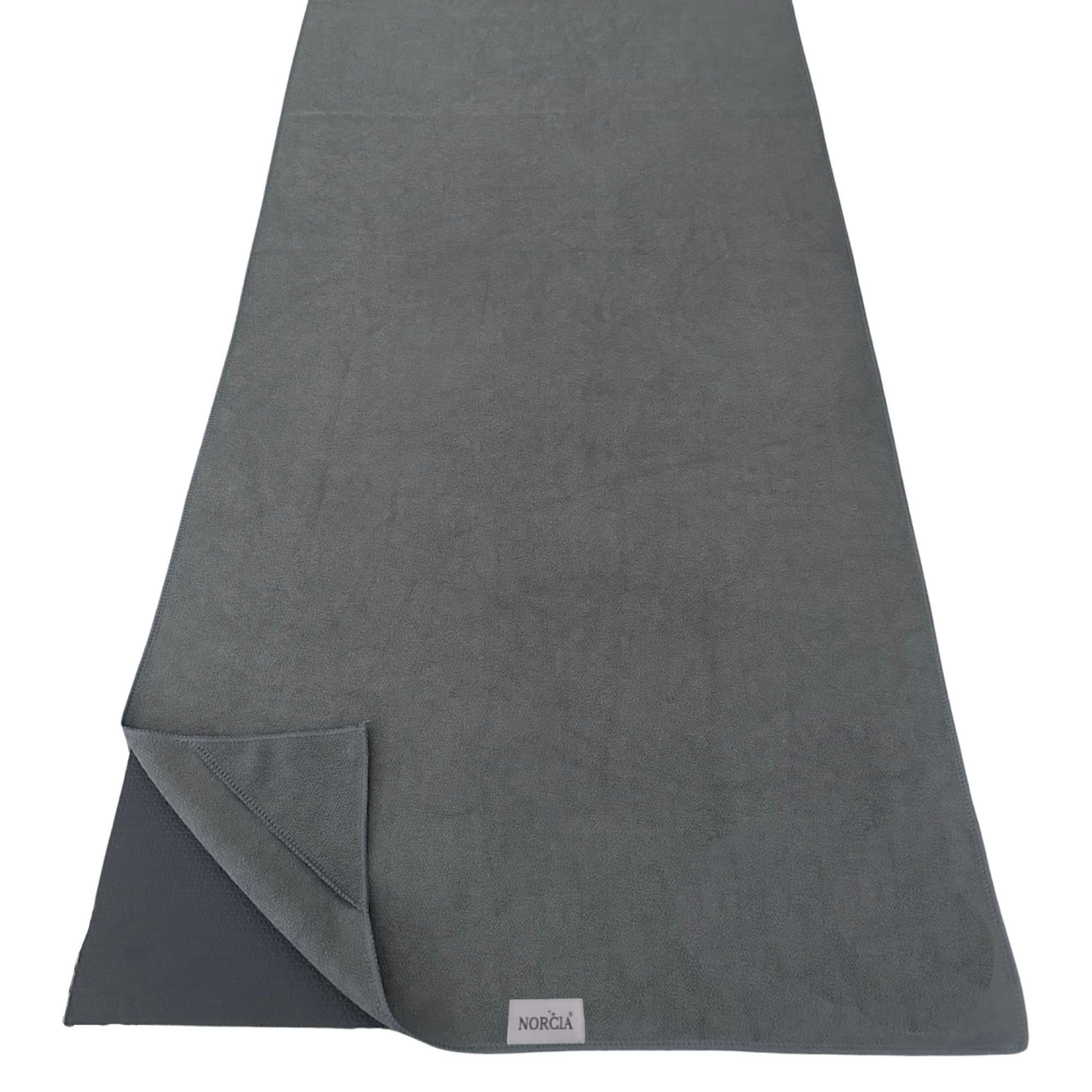 Photo 1 of NORCIA Non Slip Yoga Towel with Corner Pockets, Mat-Sized 24"x72", 100% Microfiber Sweat Absorbent, Perfect for Hot Yoga, Bikram, Pilates and More (Grey)