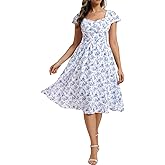 Belle Poque Women's Sweatheart Neck Ruffle Cap Sleeve Floral Dress 2026 Summer Ruched Midi Elegant Cocktail Party Dress