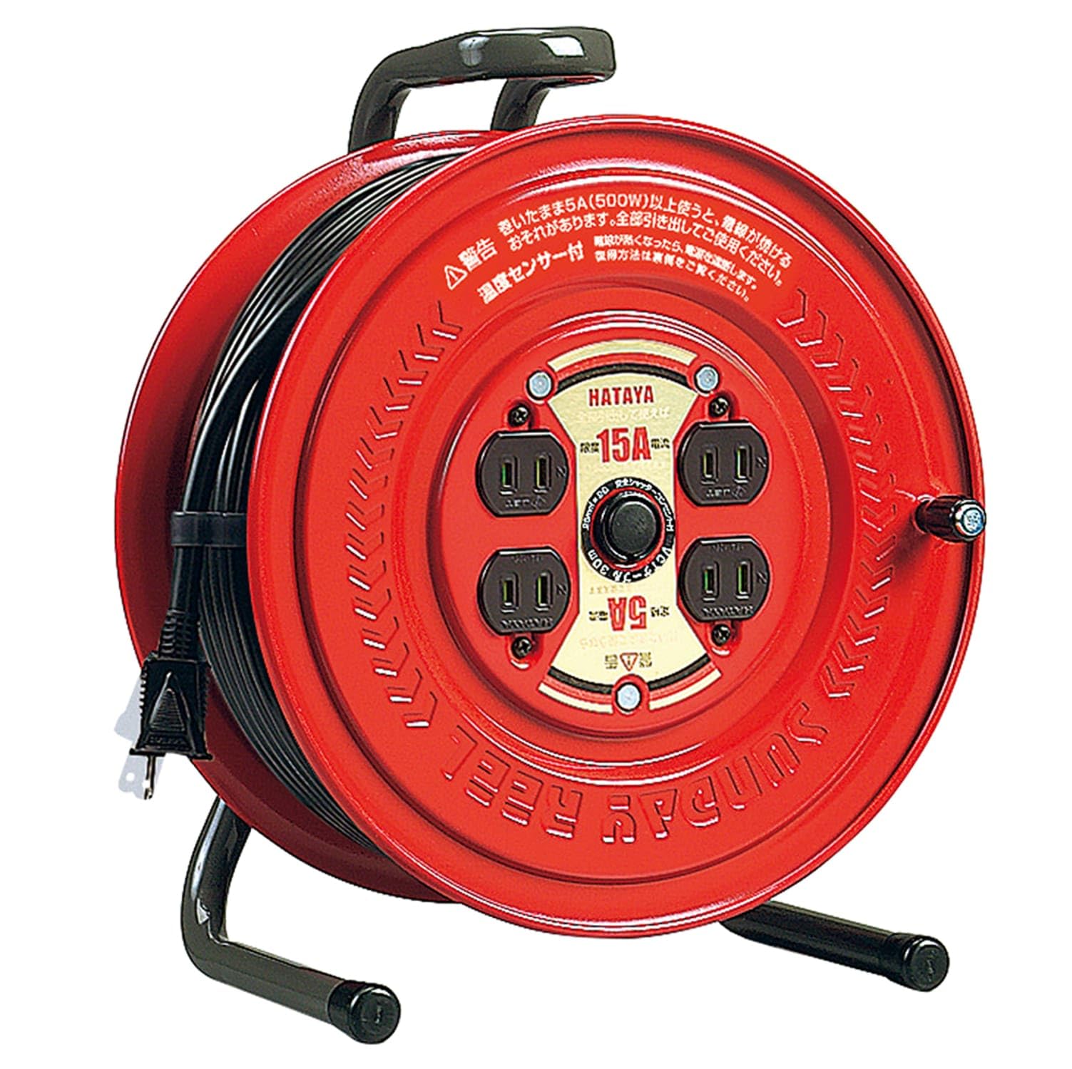 ハタヤ (HATAYA) コードリール 屋内用 100V型 コード30m 太さ2.0㎟ 標準型 温度センサー内蔵 (電線溶解防止機能) コンセント4個 コンセント防塵シャッター 前面フラットパネル 家庭用 工場用 建設現場 サンデーリール GS-30S商品画像