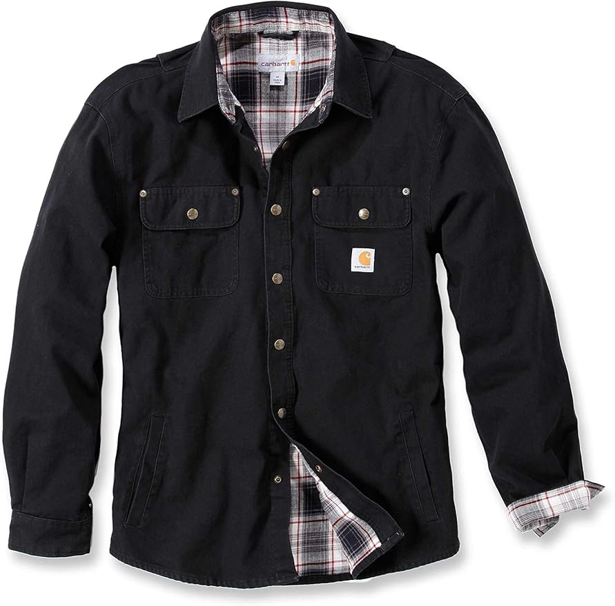 Carhartt .100590.001.S004 Weathered Canvas Shirt Jacket, Colour: Black ...