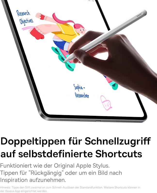 Stift für iPad 2018-2025, 17H Akkulaufzeit, Palm Rejection