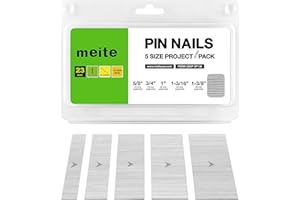 meite 23 Gauge Pin Nails, Assorted 5 Sizes (5/8", 3/4", 1", 1-3/16", 1-3/8") Micro Headless Piner Nails - Galvanized 23GA Pin