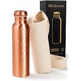 Bold &amp; Divine Premium 32oz Pure Copper Hammered Water Bottle for Drinking - Ayurvedic Health Benefits - Handcrafted Copper Water Vessel - Leak-Proof Design, Rust-Free - Bonus Canvas Carry Bag