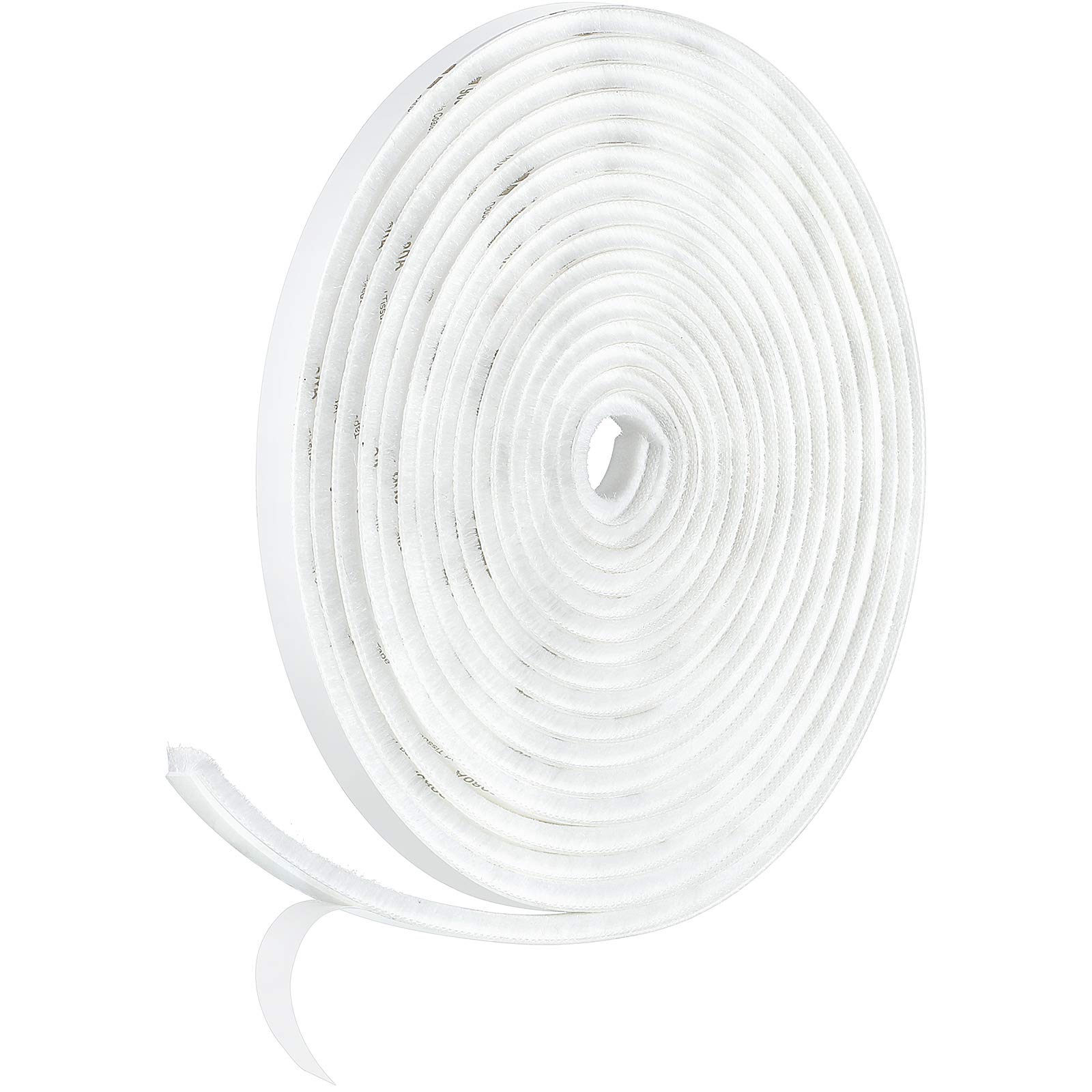 Brush Weather Stripping Weatherstrip Draft-Air Stopper High-Density Self-Adhesive Frame Brush Seal Draught Excluders for Sliding Doors Window and Wardrobe 9 mm (W) x 5 mm (T) x 5 m (L) (White)