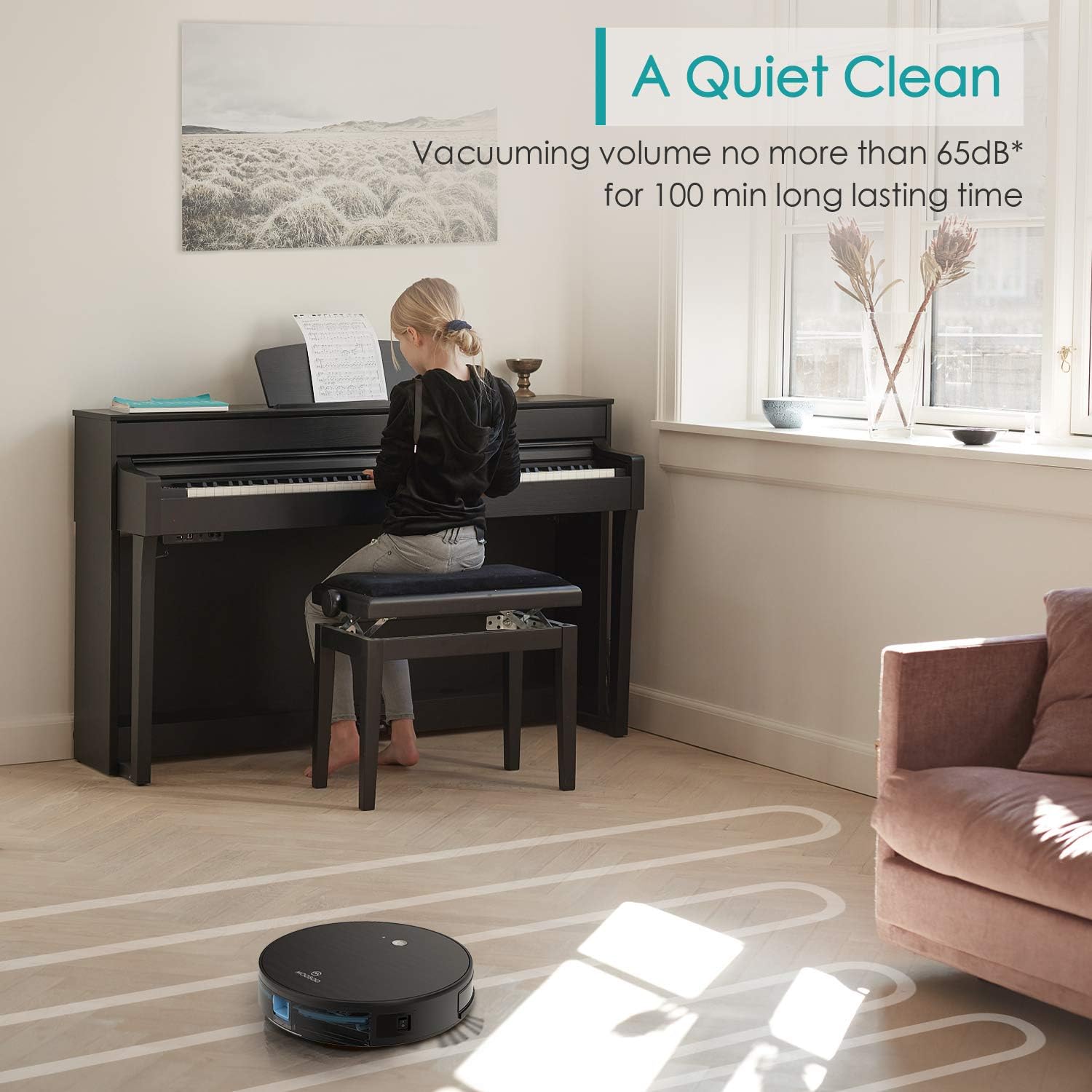 Robot Vacuum, MOOSOO Robotic Vacuum Cleaner, Wi-Fi Connectivity, 1800Pa Suction, Self-Charging, Multiple Cleaning Modes, Best for Pet Hairs, Hard Floor & Medium Carpet -