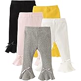 U·nikaka Toddler Baby Girl 0-48 Months 5-Pack Pants in Grey White Black Orange and Pink