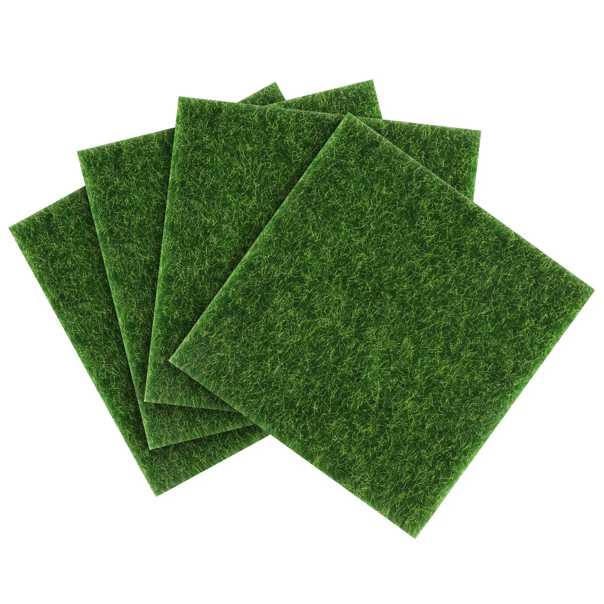 WINOMO 4pcs Life-Like Fairy Artificial Grass Mat For Miniature Ornament Garden Mini House Craft Pot 15 x 15CM (Green)