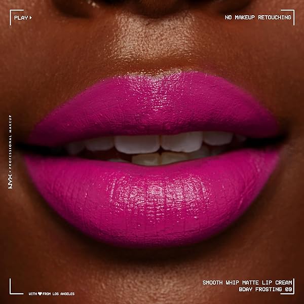 NYX PROFESSIONAL MAKEUP SMOOTH WHIP MATTE LIP CREAM, LONG LASTING, MOISTURIZING, VEGAN LIQUID LIPSTICK – BDAY FROSTING (VIOLET RED)