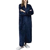 Locachy Women's Flannel Zip Warm Robe Cozy Fluffy Long Bathrobe Housecoats Nightgown Sleepwear