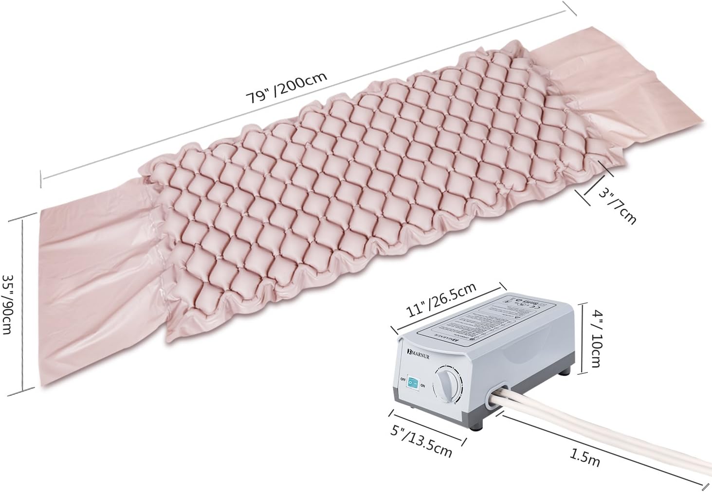 MARNUR Alternating Pressure Mattress Medical Air Mattress with Inflatable Pad & Electric Pump System for Ulcer Bedsore Prevention and Pressure Sore Treatment-Fits Standard Hospital Beds: Health & Personal Care