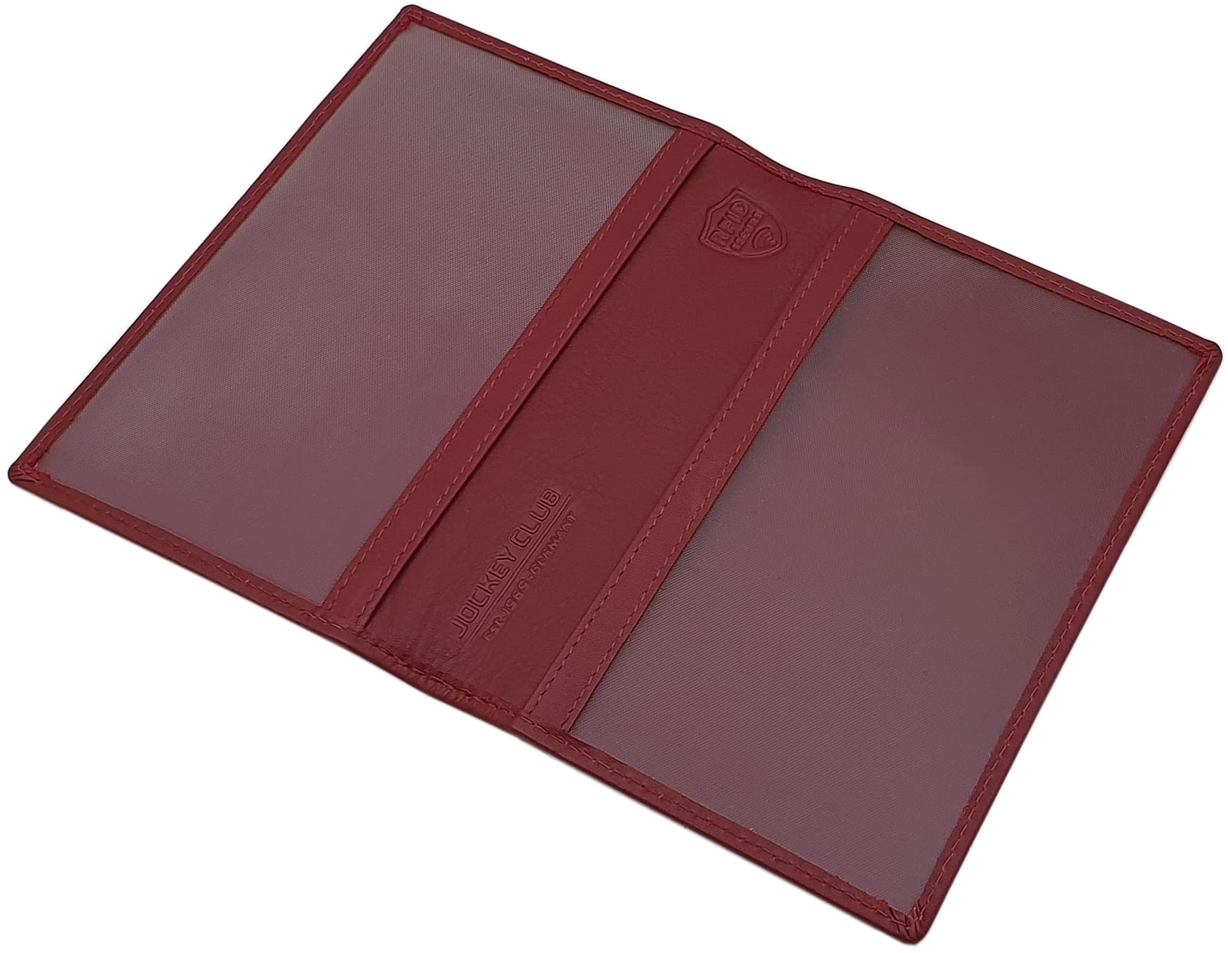 myledershop Cowhide Nappa Leather Passport Case/Passport Case/Vaccination Certificate/Vaccination Book Protective Cover RFID & NFC Protection, Cherry Red, standard size, rfid wallet