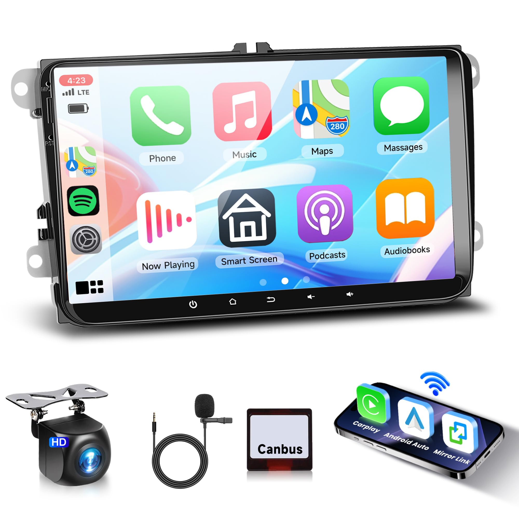 Photo 1 of Rimoody 2+64G Android Car Stereo for VW Passat Jetta Tiguan Golf MK5 MK6 T5 EOS Polo, 9'' Touchscreen, Wireless Carplay Android Auto, Bluetooth GPS Navigation WiFi FM RDS EQ Rear Camera SWC MIC