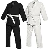 Agile Dragon Karate Uniform for Kids & Adults Lightweight Student Karate Gi Martial Arts Uniform black with Belt