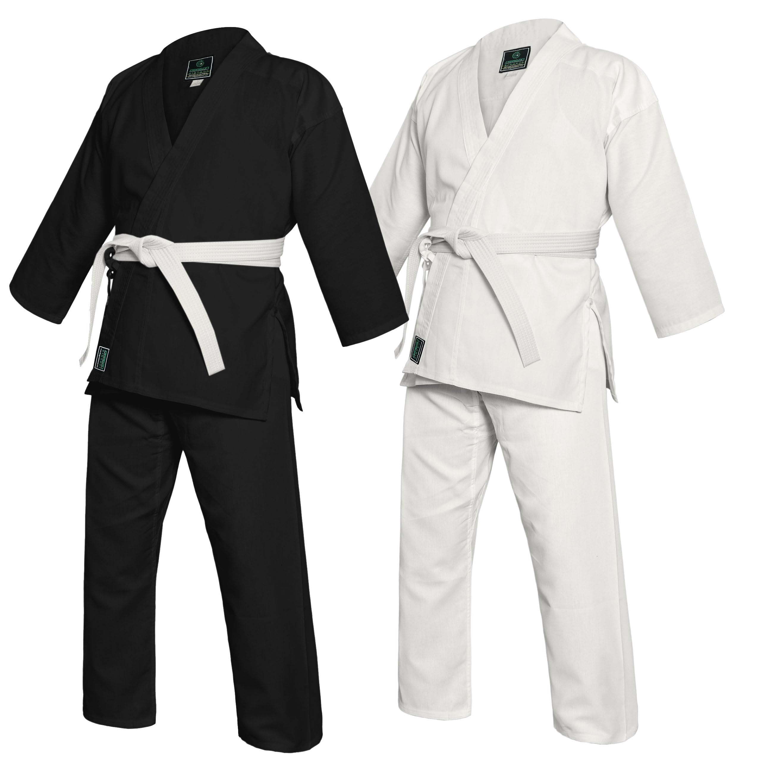 Photo 1 of Agile Dragon Karate Uniform for Kids & Adults Lightweight Student Karate Gi Martial Arts Uniform black with Belt (White, 4)