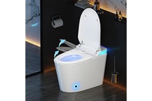 Vipbear Smart Toilet with Bidet Built in, Bidet Toilet with Heated Seat and Night Light, Modern Tankless Toilet for Bathroom, One Piece Toilets with Auto Soft Close, Deodorization, Dryer, Foot Sensor