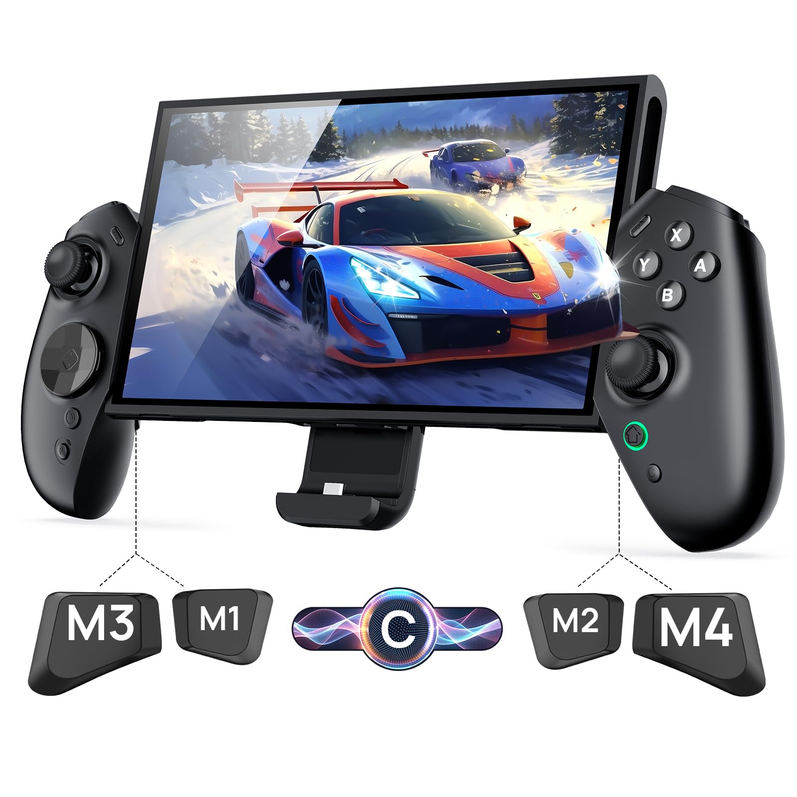 Photo 1 of TRANSNOVO Handheld Controller for Nintendo Switch 2, Pro Controller Replacement with Native C-Button, 9-Axis Gyro, Wired Zero Latency, Ergonomic Grip, Hall Effect Joysticks No Drift, Macros/Turbo