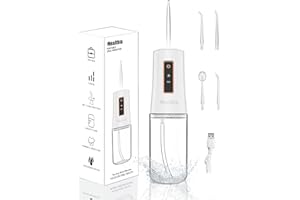 IHEALTHIA Water Flosser Teeth Oral Irrigator,Rechargeable Waterproof,Portable Cordless,Water flossers, 3 Modes 4 Nozzles, for Home&Travel(White)