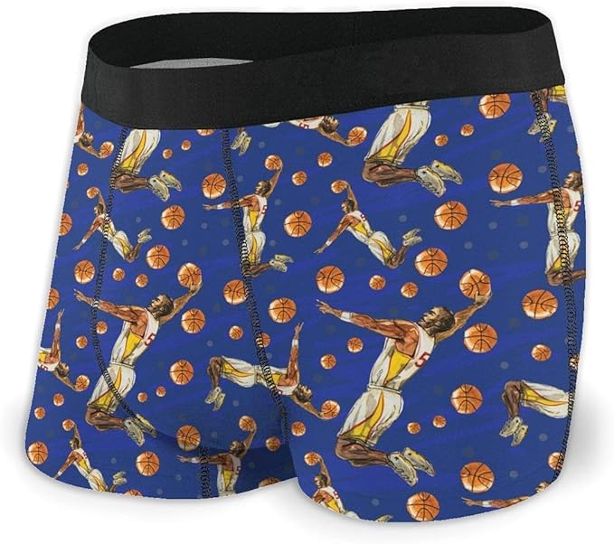 Basketball Player Men's Cool Underwear Print Novelty Boxer Briefs Black