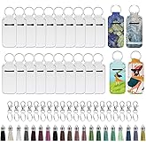 60pcs Bettoor Sublimation Lipstick Holder Blanks, Bulk Neoprene Lip Balm Holder Keychain, DIY Sublimation Blanks Products with Key Chain and Fringe Each 20pcs
