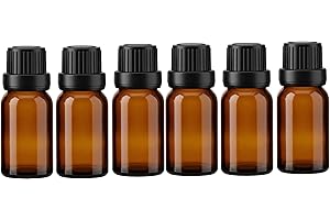 6Pcs Portable Empty Refillable Amber Glass Essential Oil Bottles Cosmetic Perfume Aromatherapy Storage Container Vial Pots wi