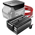 150W Portable Power Supply Inverter Fit for Makita and Bosch 18V Lithium Battery and Nickel Battery, DC 18V to AC 120V Powered Compact Cordless Inverter with Dual USB 5V 3.1A and LED Light