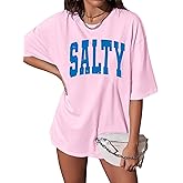 Salty Beach Oversized Graphic Tees: Womens Summer Beach Tshirts Hawaii Shirt Casual Short Sleeve Tops