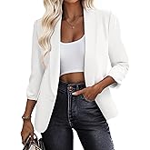 Riyiper Women's 3/4 Sleeve Blazer Open Front Blazer Jackets Casual Outfits Work Office Suit with Pockets