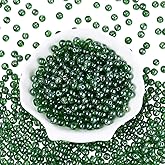 PONABEADIY 1 Box 500PCS 6MM Sea Green Clear Glass Seed Beads with Holes Handmade Smooth Small Transparent Sparkle Round Spacer Bead Charm Bulk for Jewelry Making Necklace Bracelet DIY Craft Supply