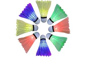 Arespark LED Badminton Shuttlecock, Dark Night Colorful LED Goose Feather Glow Birdies Lighting, Light Up Shuttle-Cocks Badminton Balls for Outdoor & Indoor Sports Activities