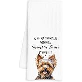 INDANJEDN Yorkshire Terrier Kitchen Towels, Mom Lovers Women's Yorkie Gifts, Yorkie Terrier Tea & Dish Towels, Kitchen Decor, 16x24 Inch