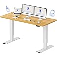 FLEXISPOT Dual Motor 63 x 28 Inch Standing Desk, Large Adjustable Desk with Splice Board, 198 lbs Load Capacity, Stand Up Desk for Computer Workstation (White Frame + Maple Top, 2 Packages)