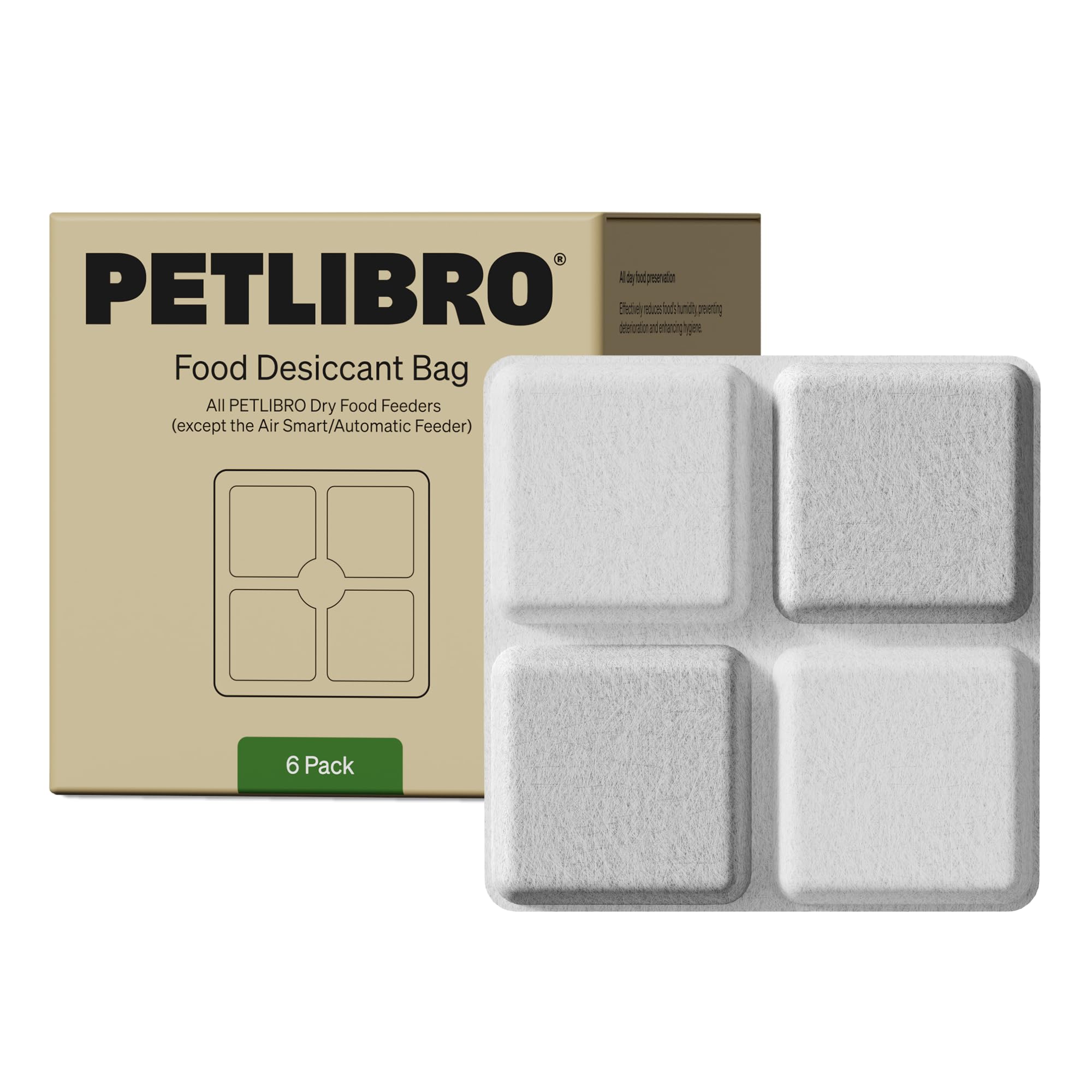 PETLIBRO Desiccant Bags for Selected PETLIBRO Automatic Feeders, Moisture Absorbers for Dry Food Freshness, Silica Gel + Activated Carbon, 6-Pack