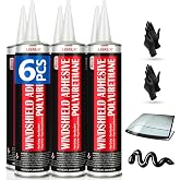 [6 Pack] Polyurethane Windshield Adhesive, Windshield Sealant Black - High Bond Strength, Quick Curing &amp; Weather Resistant Automotive Glass Glue for Vertical &amp; Overhead Application, 310ml
