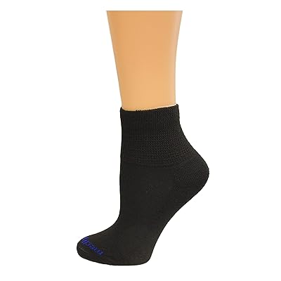 Medipeds Coolmax Poly Non-Binding Half Cushion Quarter Socks 4 Pair, Black, W4-10