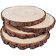 Natural Round Discs Rustic Wood Slices 4 PCS 8.2-9 inch Unfinished Wood kit Circles Crafts Tree Slices with Bark Log Discs for DIY Arts and Wedding Party Potluck Banquet Ornaments Decorations