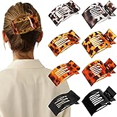 Velscrun Flat Hair Clips for Women Girls, 2 Styles 8 Pcs Lay Flat Claw Clips, Strong Hold French Duck Billed Large Side Hair Jaw Clip for All Hair Types, Non Slip Grip for Daily Styling Leopard