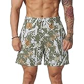 Flygo Men's Graphic Print Camo Shorts Fashion Designer Workout Shorts Retro Casual Cool Streetwear Short Pants