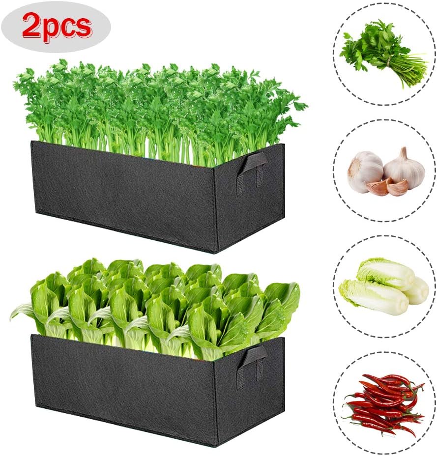 Airsnigi Potato Grow Bags, 2PCS Garden Vegetable Planting Bag with Handles, Rectangular Grow Bags for Planting Strawberry Flowers Vegetables (Black 40 * 40 * 80cm)