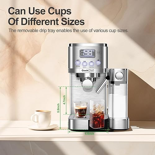 Geek Chef Espresso Machine with Built-In Automatic Milk Frother,