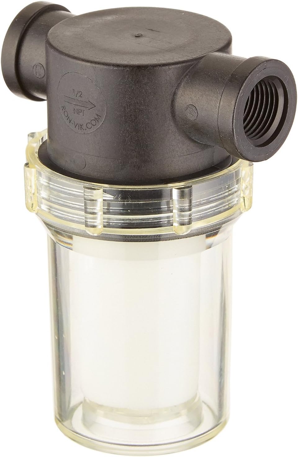 Vacuforce PVF.5-PE Inline Plastic Vacuum Filter, 1/2 NPT