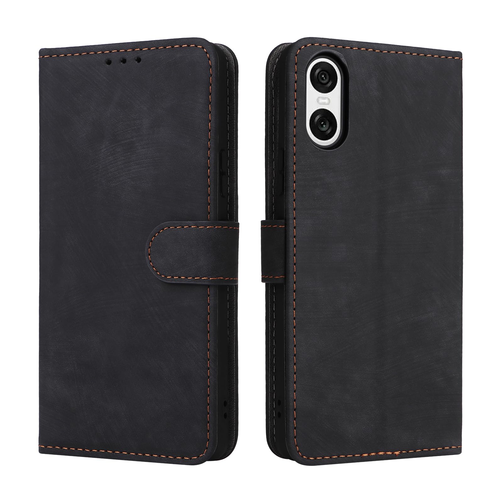 Unichthy Case for Sony Xperia 10 VI (2024) Cover Shockproof Leather Wallet Case with [RFID Blocking] Credit Card Holder Stand Book TPU Flip Case Folio Phone Cover for Sony Xperia 10 VI (2024) Black