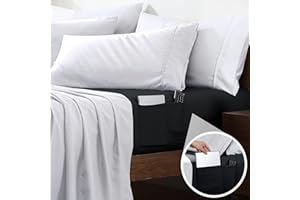 Cathay Home Luxury Fitted Sheet with Built in Smart Storage Pocket, 1 Piece, Ultra Soft, Wrinkle Free, Deep 14 Inch Pocket wi