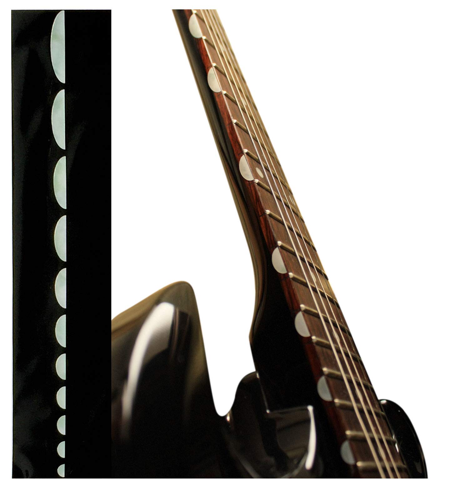Inlaystickers Fret Markers for Guitars - Thumbnail/Half Moon - White Pearl, F-091HM-WT