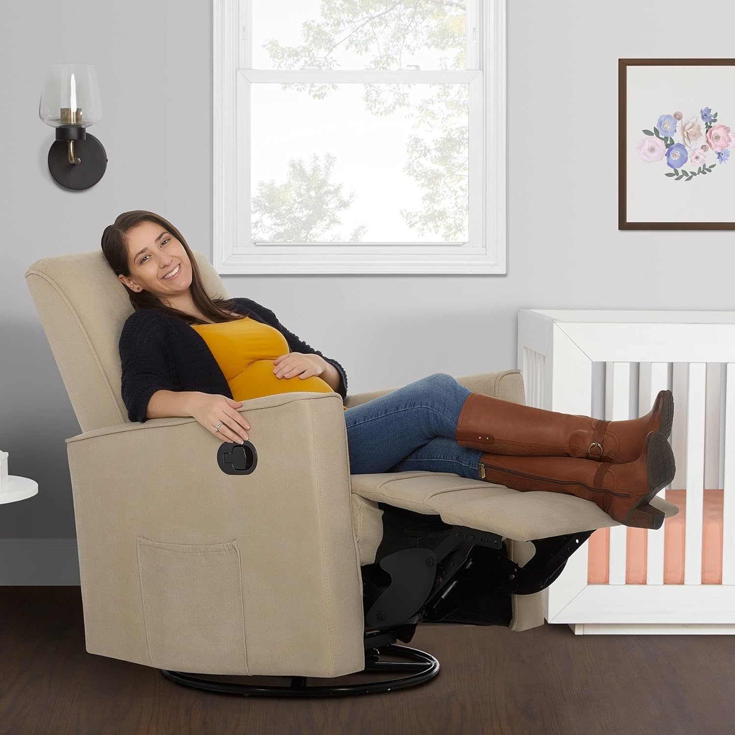 Evolur Raleigh Basic Glider, Recliner and Rocker in Fawn: Baby