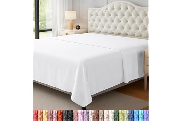 Utopia Bedding Flat Sheet - Soft Brushed Microfiber Fabric - Shrinkage & Fade Resistant Top Sheet (White, Queen)