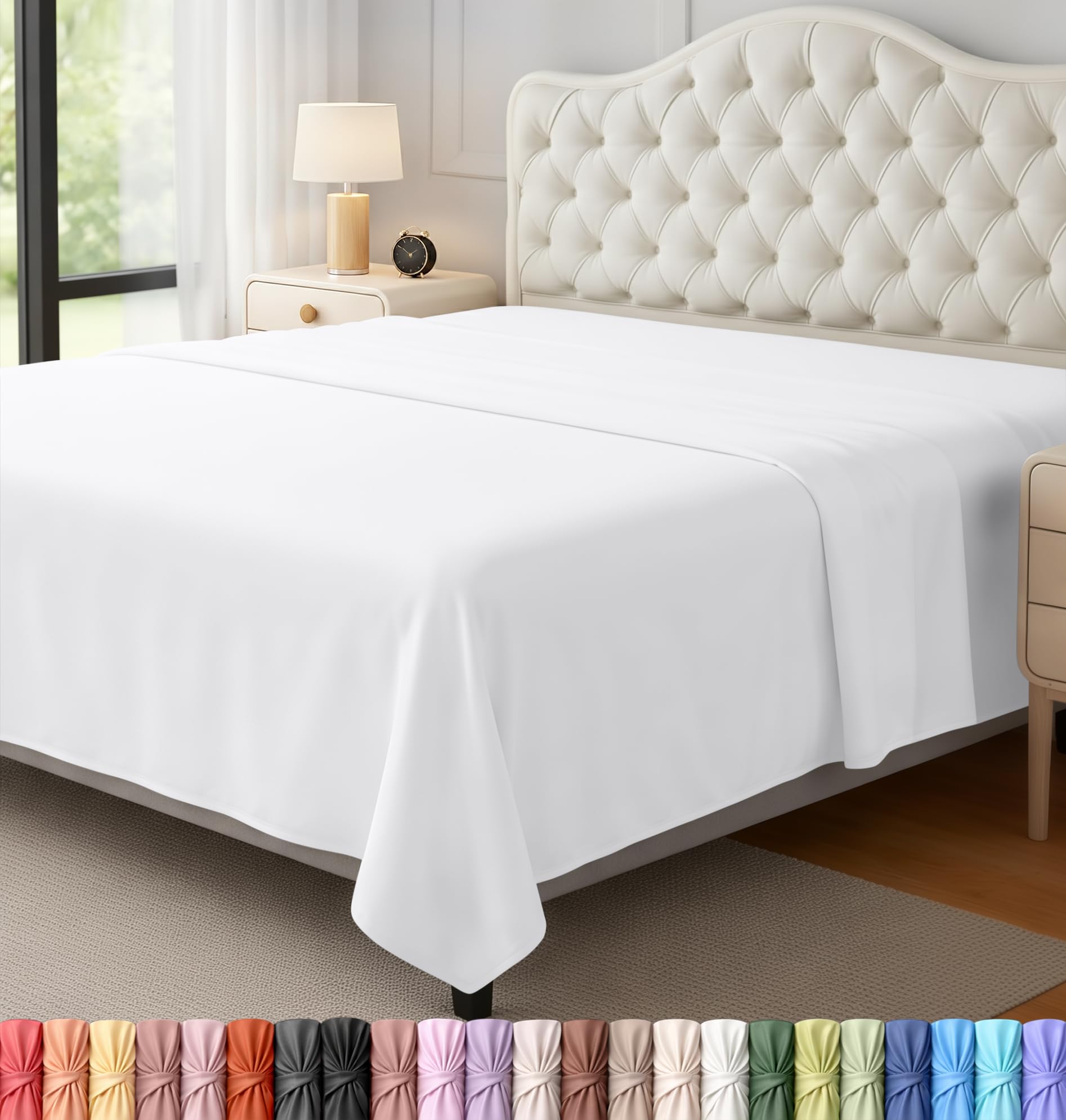 Utopia Bedding Flat Sheet (Queen, White) Brushed Velvety Microfiber, Breathable, Extra Soft & Comfortable - Wrinkle, Fade, Stain & Abrasion Resistant - Hotel Quality Extremely Durable — image 1